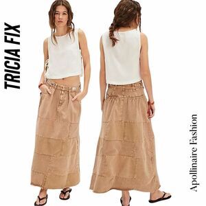 Tricia Fix One Of A Kind Tan Maxi Skirt Size 10 NWT